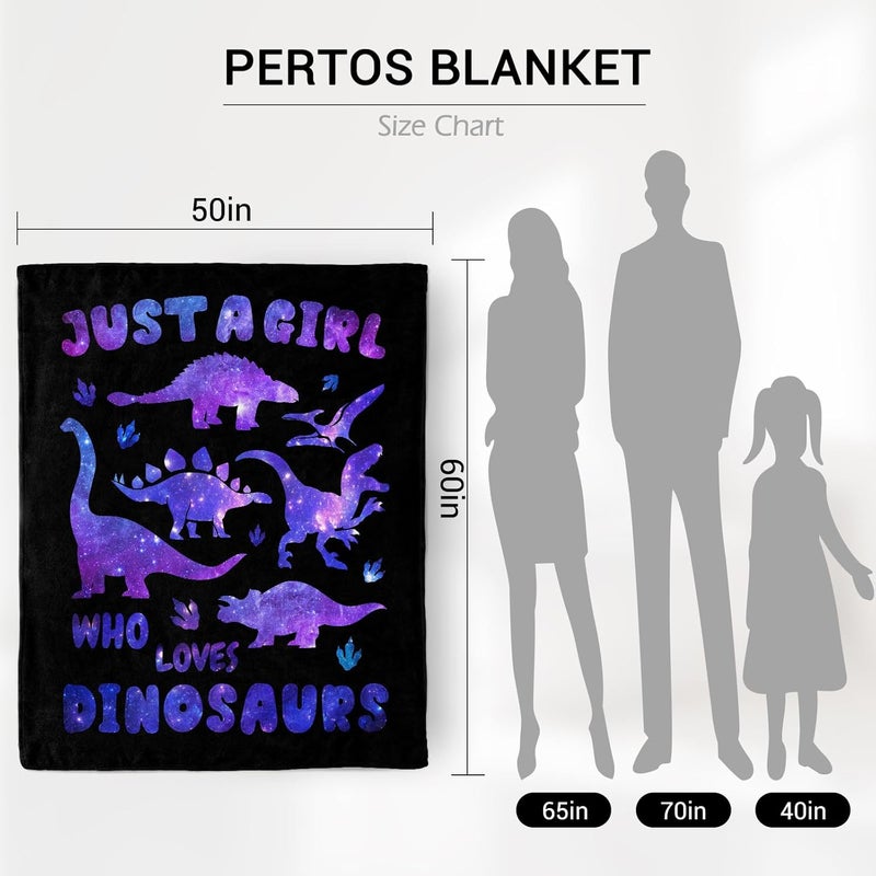 Levens Dinosaur Blanket Gifts for Girls Kids Women Plush Just A Girl Who Loves Dinosaurs Soft Throw Dino Sheet Jurassic Animal Lovers Gifts Lightweight Flannel Blankets for Couch Bed 60"x50" - Image 2